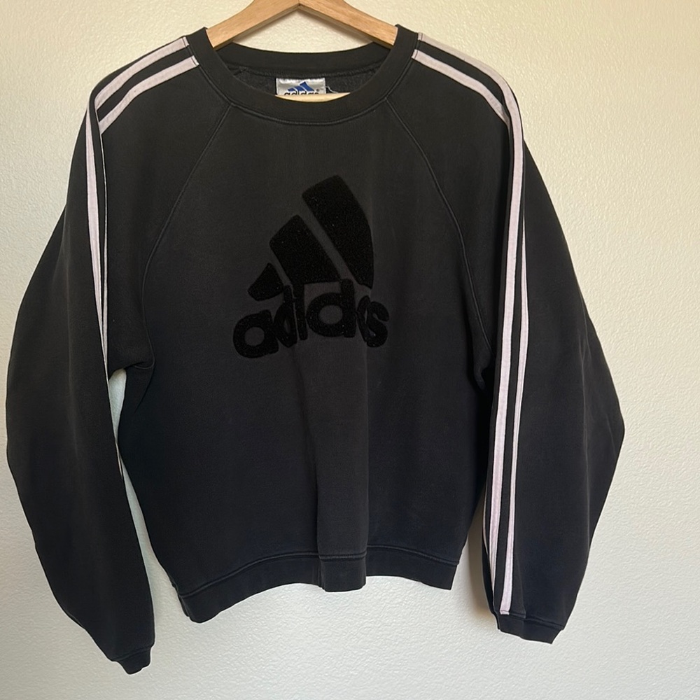 Adidas Black Crewneck with Pink Accents